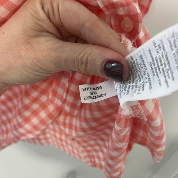 J. Crew Burnt Orange & White Gingham Print Long Sleeve Button Up Size 2X - Picture 6 of 7
